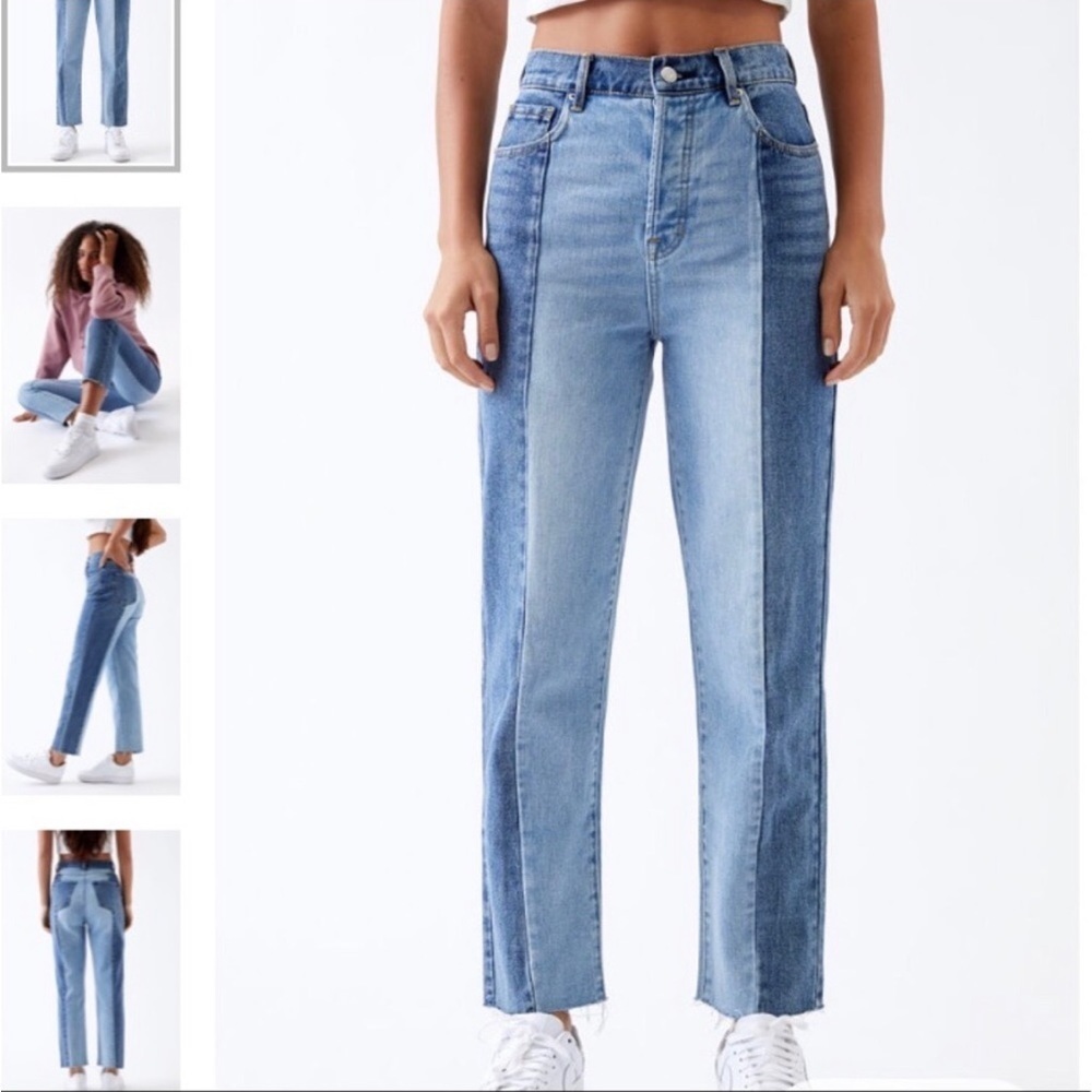 PacSun Womens Two Panel High Rise Straight Leg Jeans Size 25 Retro 70s Style